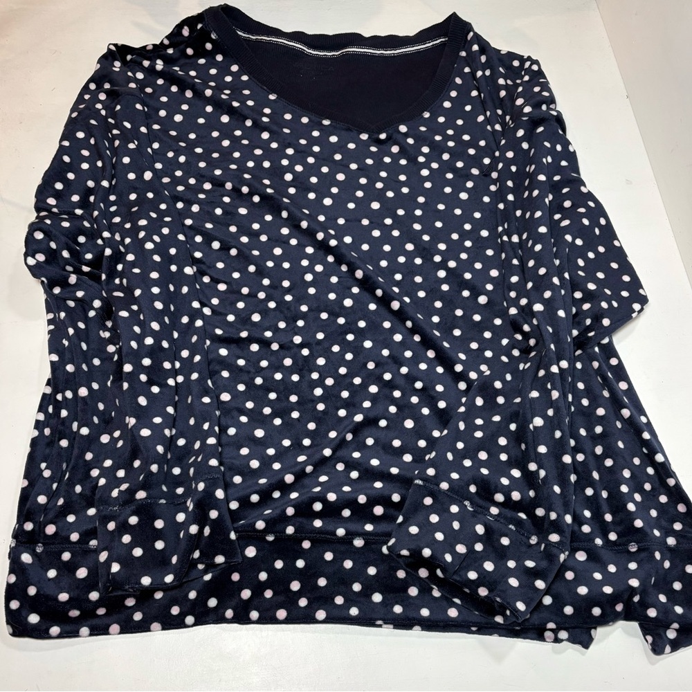 Nautica Navy Polka Dot Long Sleeve Top and Bottoms PJ set